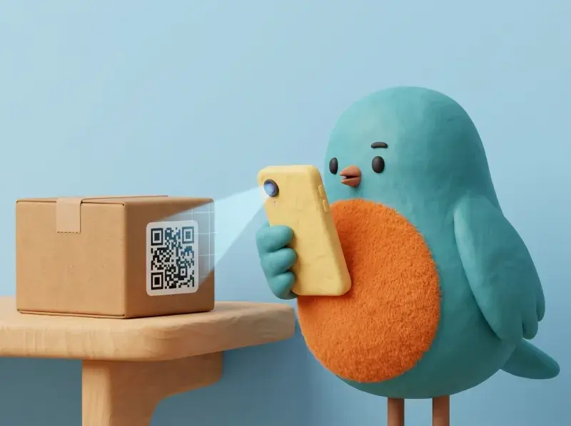 Scanning a shelf's QR code with a phone to see everything stored there